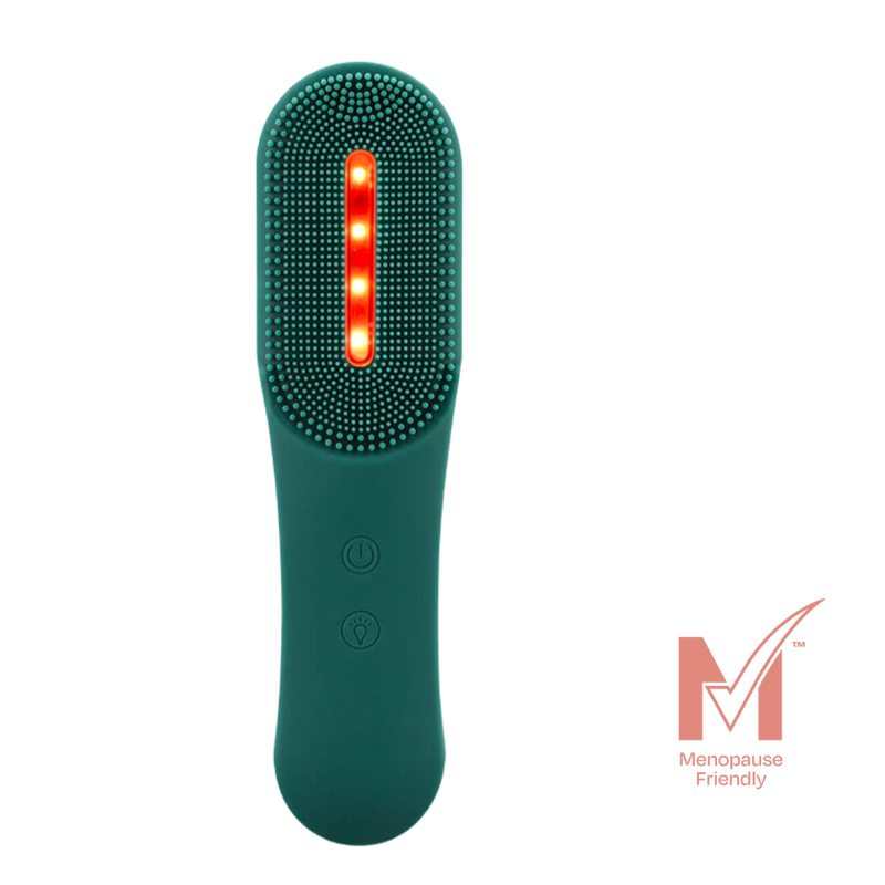 MAGNITONE XO Lights Out LED Tri Colour Micro Sonic Silicone Cleansing Brush | Red Light no background | Menopause friendly