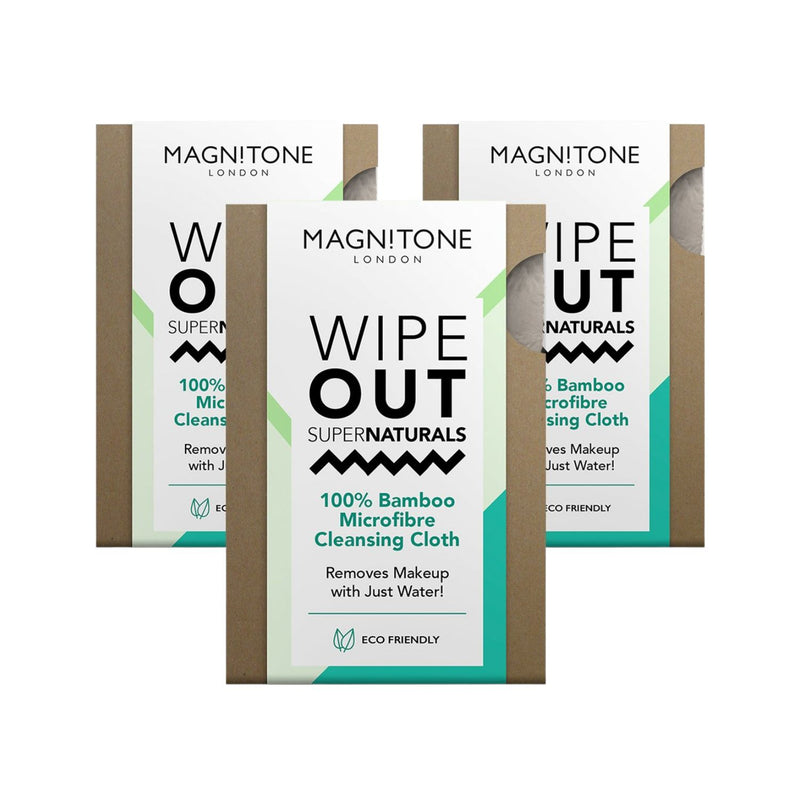 Magnitone Grey WipeOut SuperNaturals 100% Bamboo Microfibre Cleansing Cloth Eco friendly pack of 2 | 3 for 2 website bundle