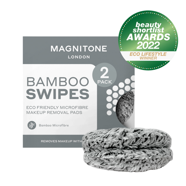 MAGNITONE WipeOut Bamboo SWIPES Eco Friendly Microfibre Reusable Makeup Remover Cleansing Pads 2 Pack Box + Swipes Winner Best Eco Product 2022