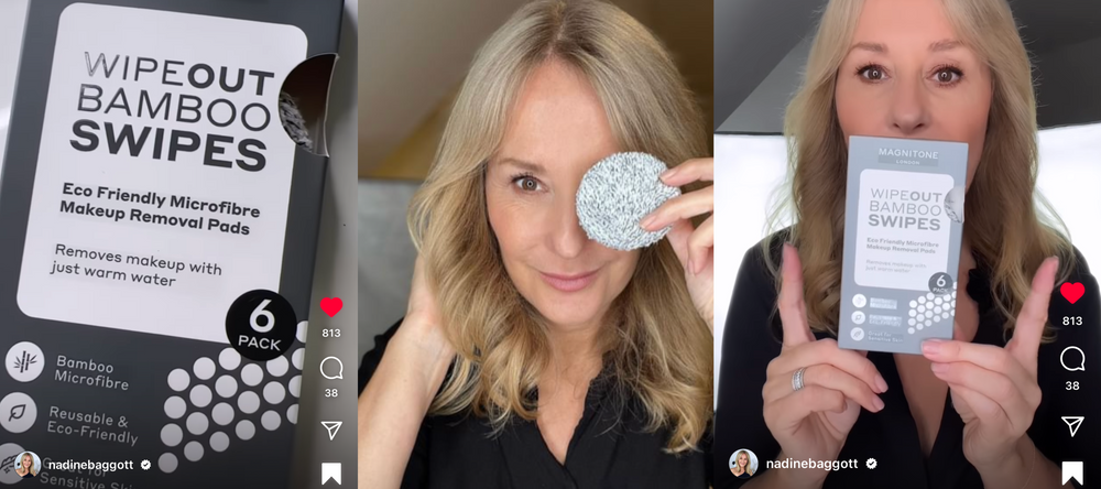 Nadine Baggott recommends MAGNITONE Bamboo SWIPES in Instagram Post Ad for Very.co.uk