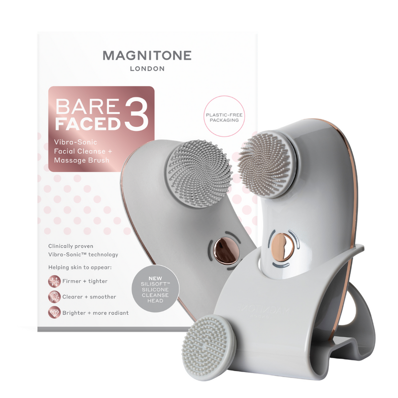 MAGNITONE BareFaced3 Vibra-Sonic Cleanse + Massage Brush | Clinically proven Vibra-Sonic Technology | with box