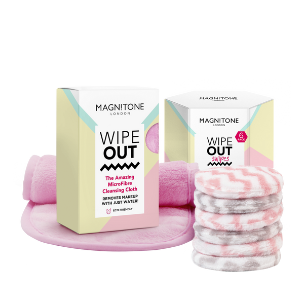 Magnitone London WipeOut Microfibre Makeup Remover Duo PINK worth £30