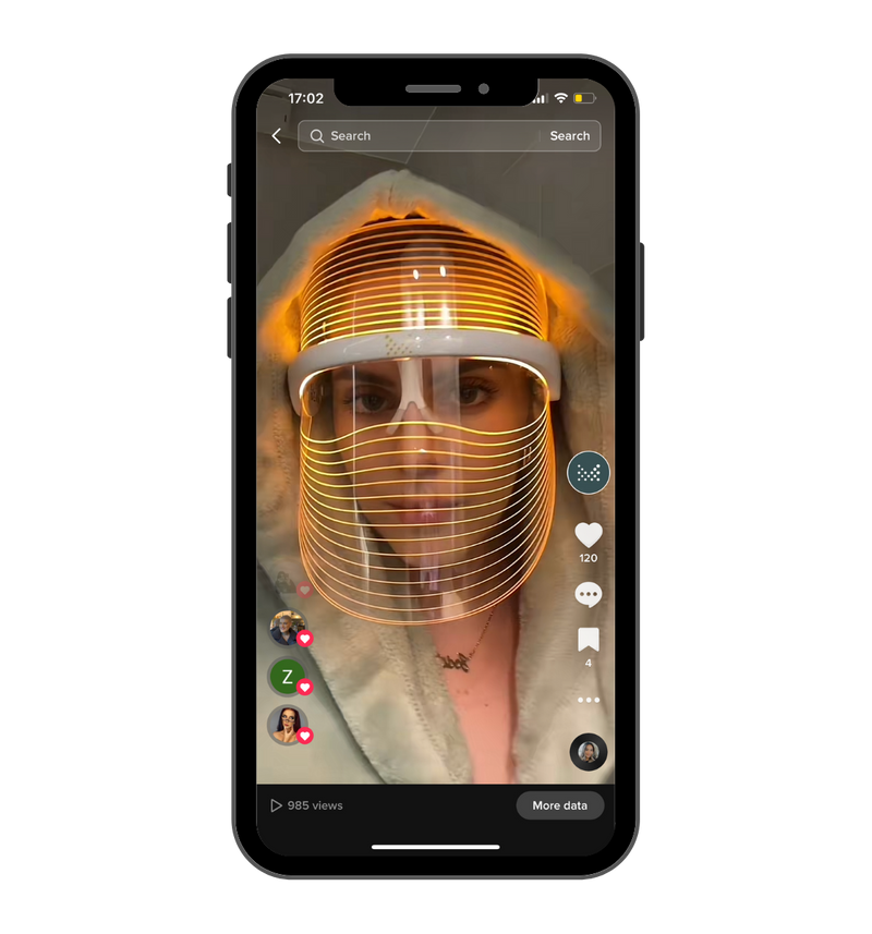 image of influencer wearing GetLit LED Mask on TikTok