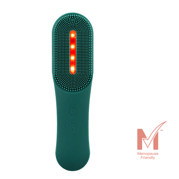 MAGNITONE XO Lights Out LED Tri Colour Micro Sonic Silicone Cleansing Brush | Red Light no background | Menopause friendly