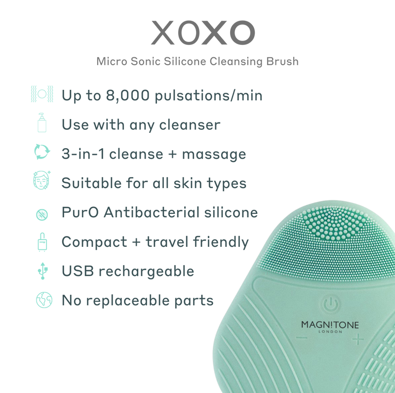 XOXO Micro Sonic Silicone Cleansing Brush features | No Background