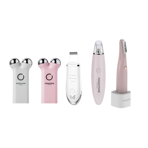 MAGNITONE LiftOff in pink and in grey, Scrub Up, Pore Patrol and DermaQueen