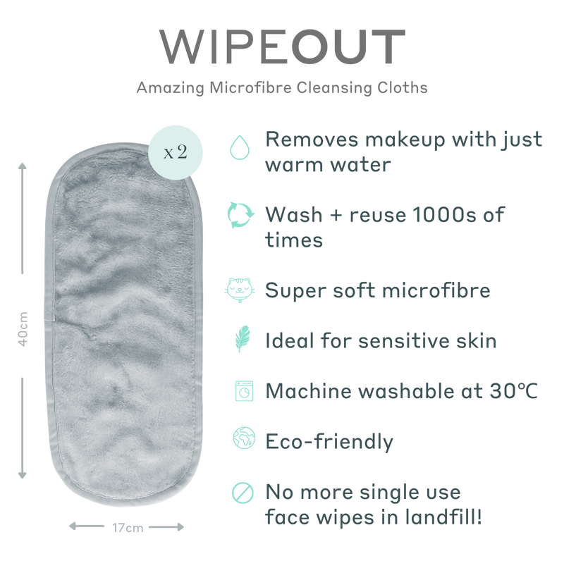 WipeOut Microfibre Cleansing Cloths features| No Background