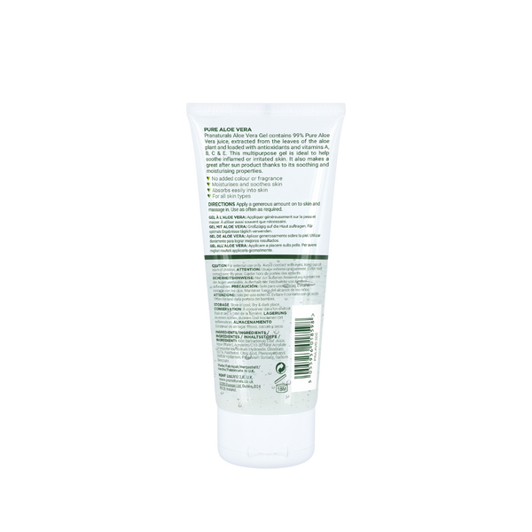 PraNaturals Pure Aloe Vera Gel 200ml | Back of tube