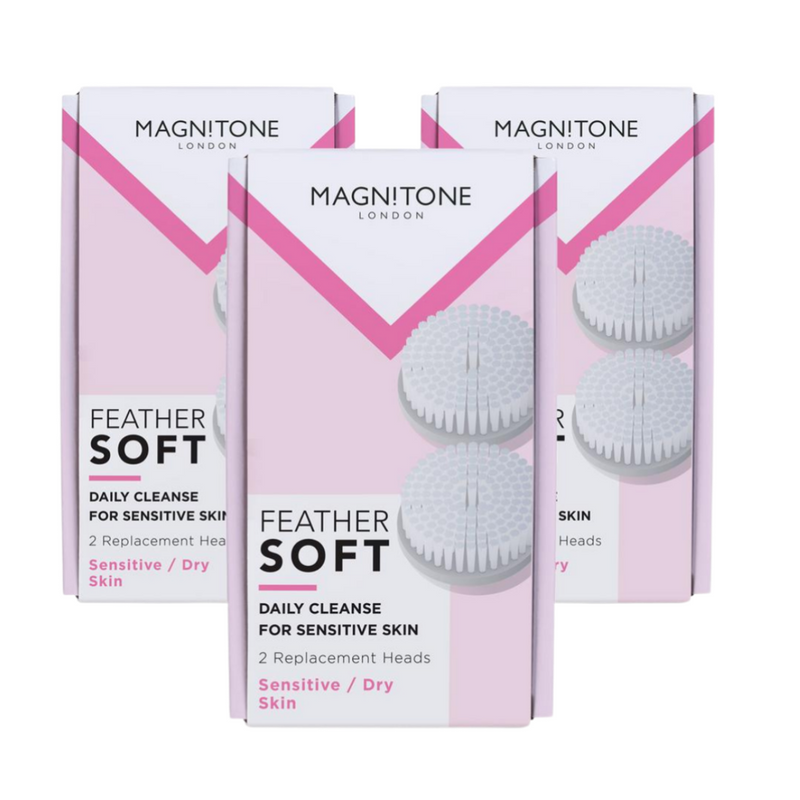 Magnitone BareFaced2 feather soft daily cleanse brush heads for sensitive skin 3for2