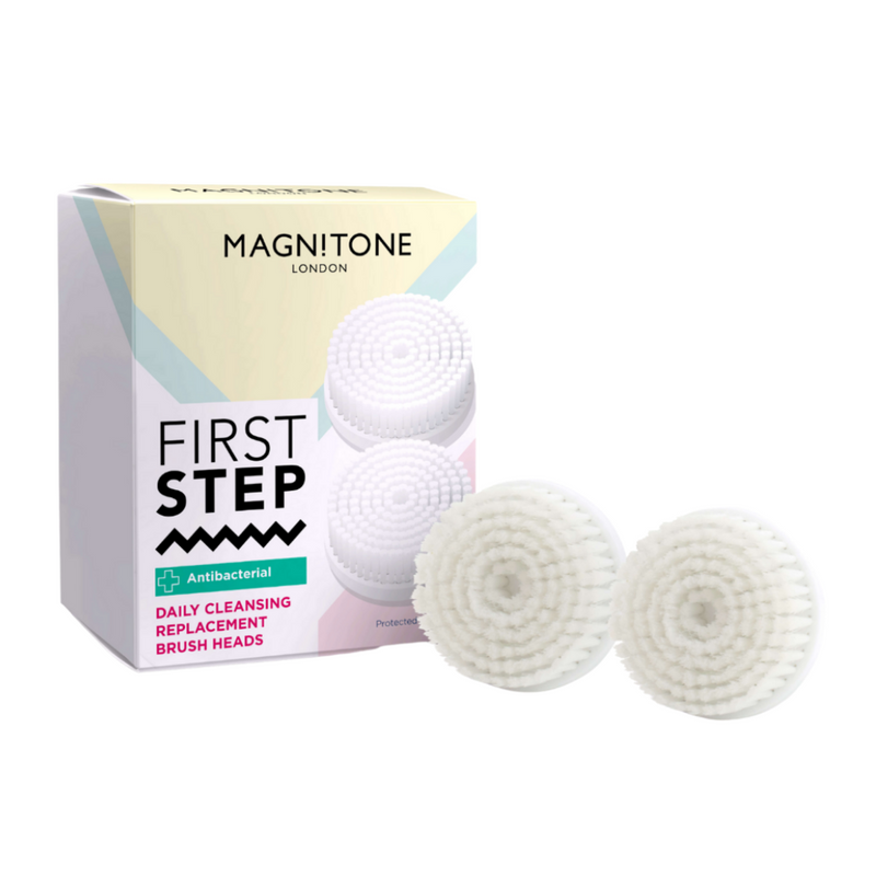 Magnitone FirstStep Antibacterial Replacement Heads 2 pack outside of box