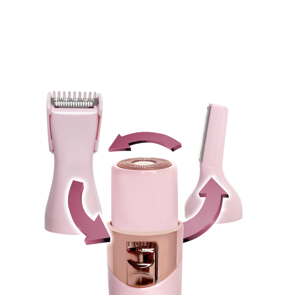 Magnitone FUZZOFF Pink Precision Trimmer with three replacement heads