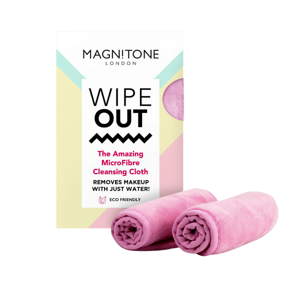 Magnitone Pink WipeOut microfibre cleansing cloth - eco friendly 2 pack in box