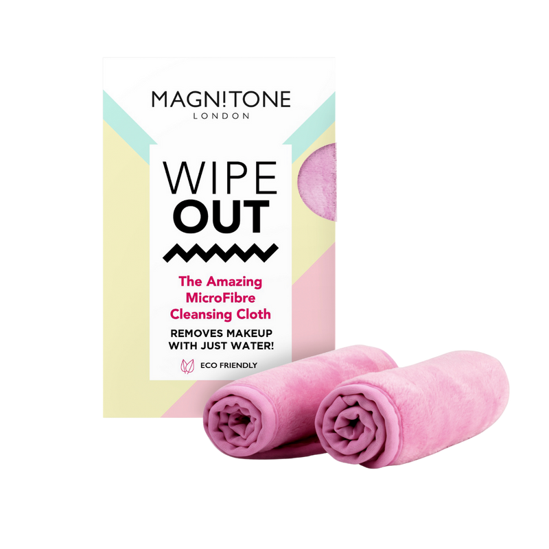 Magnitone Pink WipeOut microfibre cleansing cloth - eco friendly 2 pack in box