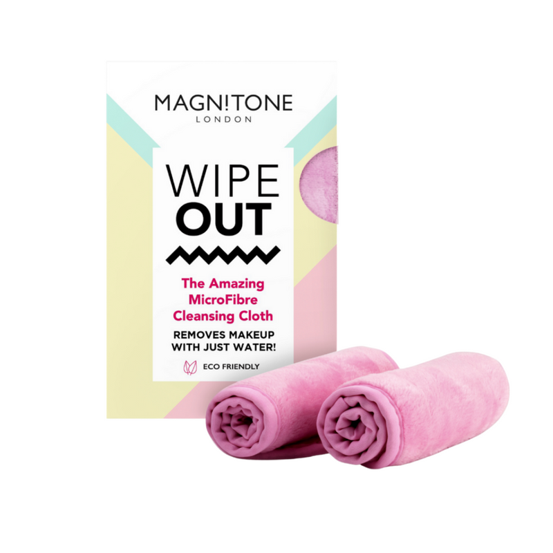 Magnitone Pink WipeOut microfibre cleansing cloth - eco friendly 2 pack in box