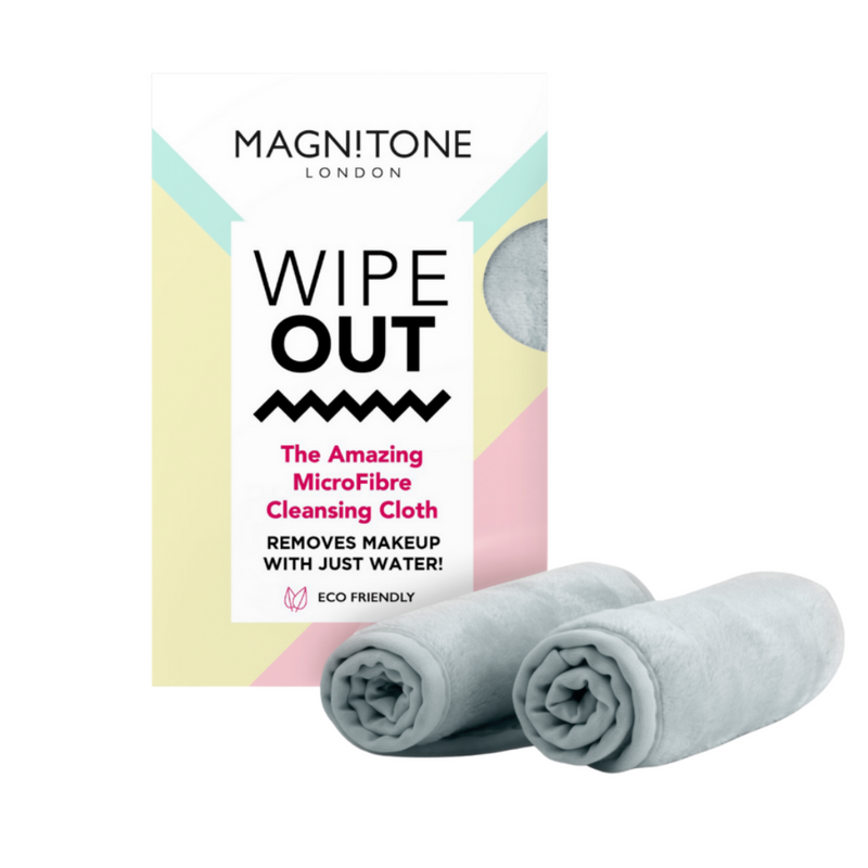 Magnitone Grey WipeOut microfibre cleansing cloth - eco friendly 2 pack in box