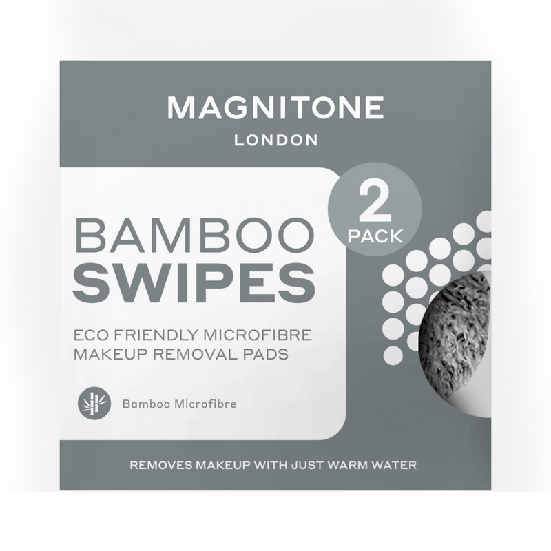 MAGNITONE WipeOut Bamboo SWIPES Eco Friendly Microfibre Reusable Makeup Remover Cleansing Pads 2 Pack Box Only