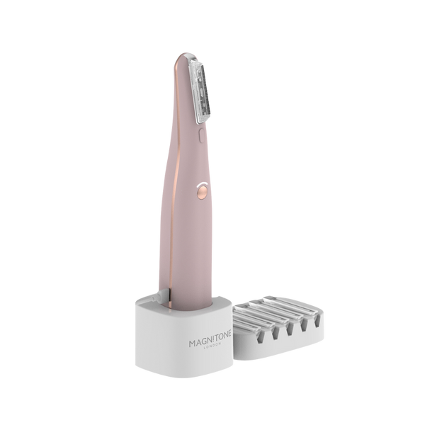 DermaQueen Vibra-Sonic™ Facial Hair & Dermaplane Exfoliator | MAGNITONE London Dermaplaning Device with Replacement Blades